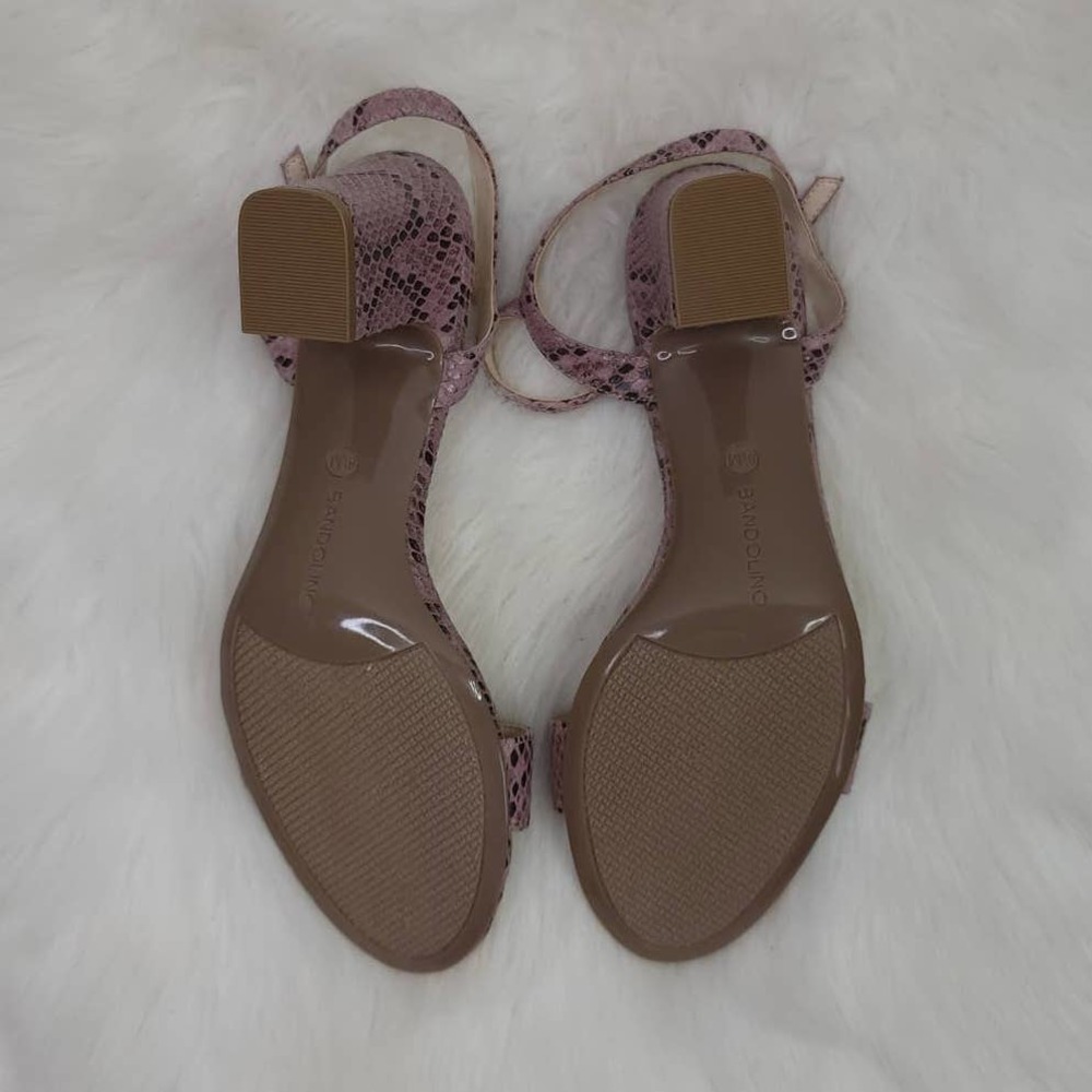 Bandolino Mauve Snakeskin Block Heel Sandals - Picture 4 of 7